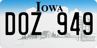 IA license plate DOZ949