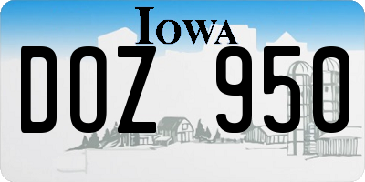 IA license plate DOZ950
