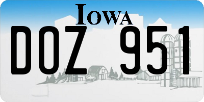 IA license plate DOZ951