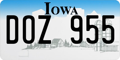 IA license plate DOZ955
