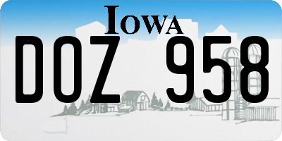 IA license plate DOZ958