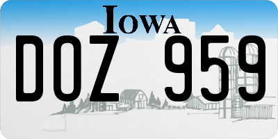 IA license plate DOZ959