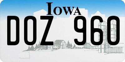 IA license plate DOZ960