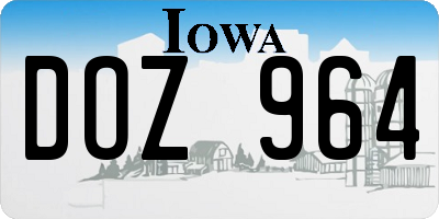 IA license plate DOZ964