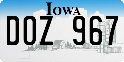 IA license plate DOZ967