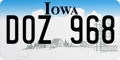 IA license plate DOZ968
