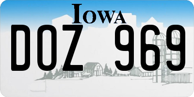 IA license plate DOZ969