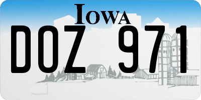 IA license plate DOZ971