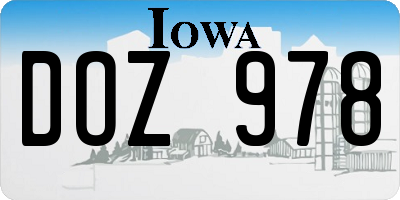 IA license plate DOZ978