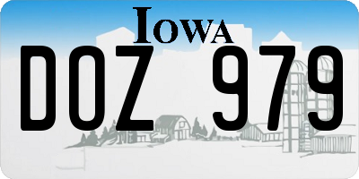 IA license plate DOZ979