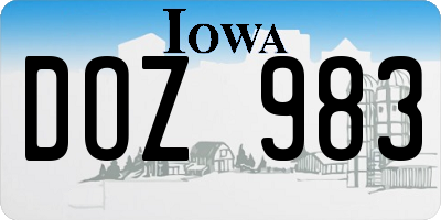 IA license plate DOZ983