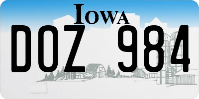 IA license plate DOZ984