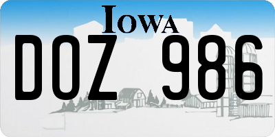 IA license plate DOZ986