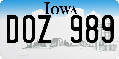 IA license plate DOZ989