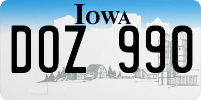 IA license plate DOZ990