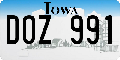 IA license plate DOZ991