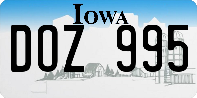 IA license plate DOZ995