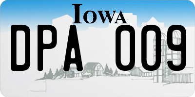 IA license plate DPA009