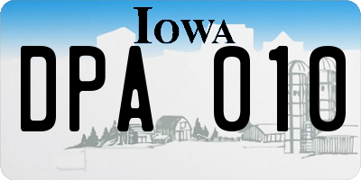 IA license plate DPA010