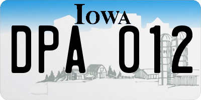 IA license plate DPA012