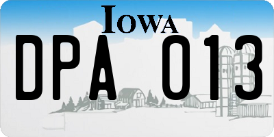 IA license plate DPA013