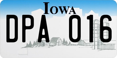 IA license plate DPA016