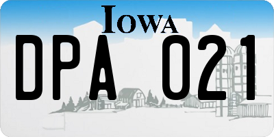 IA license plate DPA021