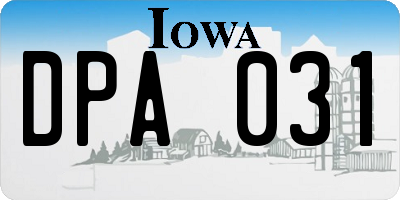 IA license plate DPA031