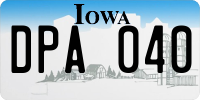 IA license plate DPA040