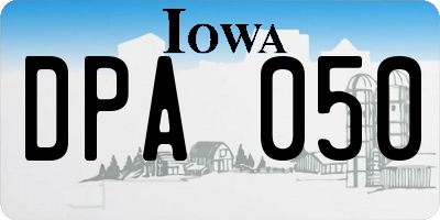 IA license plate DPA050