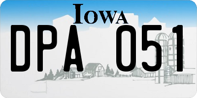 IA license plate DPA051