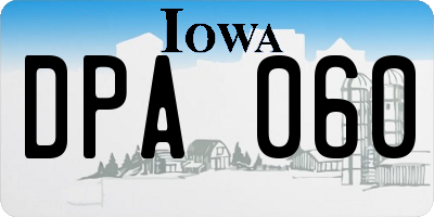 IA license plate DPA060