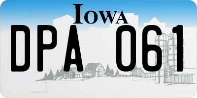 IA license plate DPA061