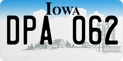 IA license plate DPA062