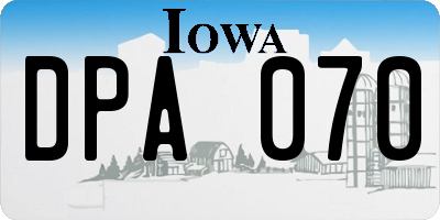 IA license plate DPA070