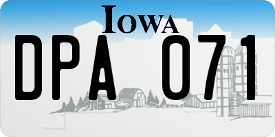 IA license plate DPA071