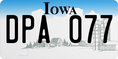 IA license plate DPA077
