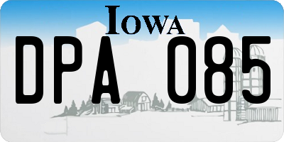 IA license plate DPA085