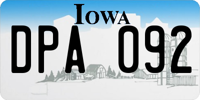 IA license plate DPA092