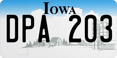 IA license plate DPA203