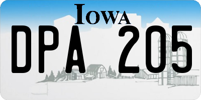IA license plate DPA205