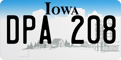IA license plate DPA208