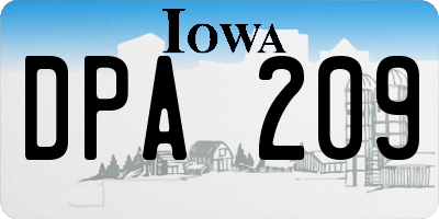 IA license plate DPA209