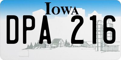 IA license plate DPA216