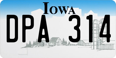 IA license plate DPA314