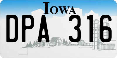 IA license plate DPA316