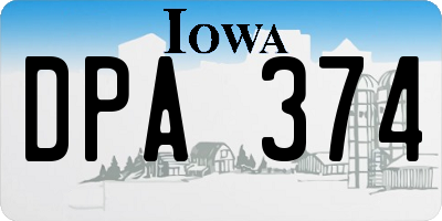 IA license plate DPA374
