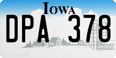 IA license plate DPA378