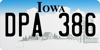 IA license plate DPA386