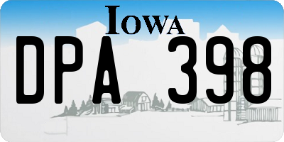 IA license plate DPA398